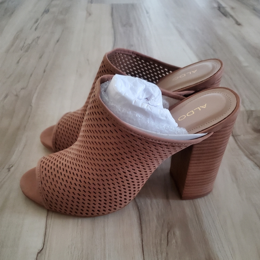 Aldo Thiasa Tan Block Heels